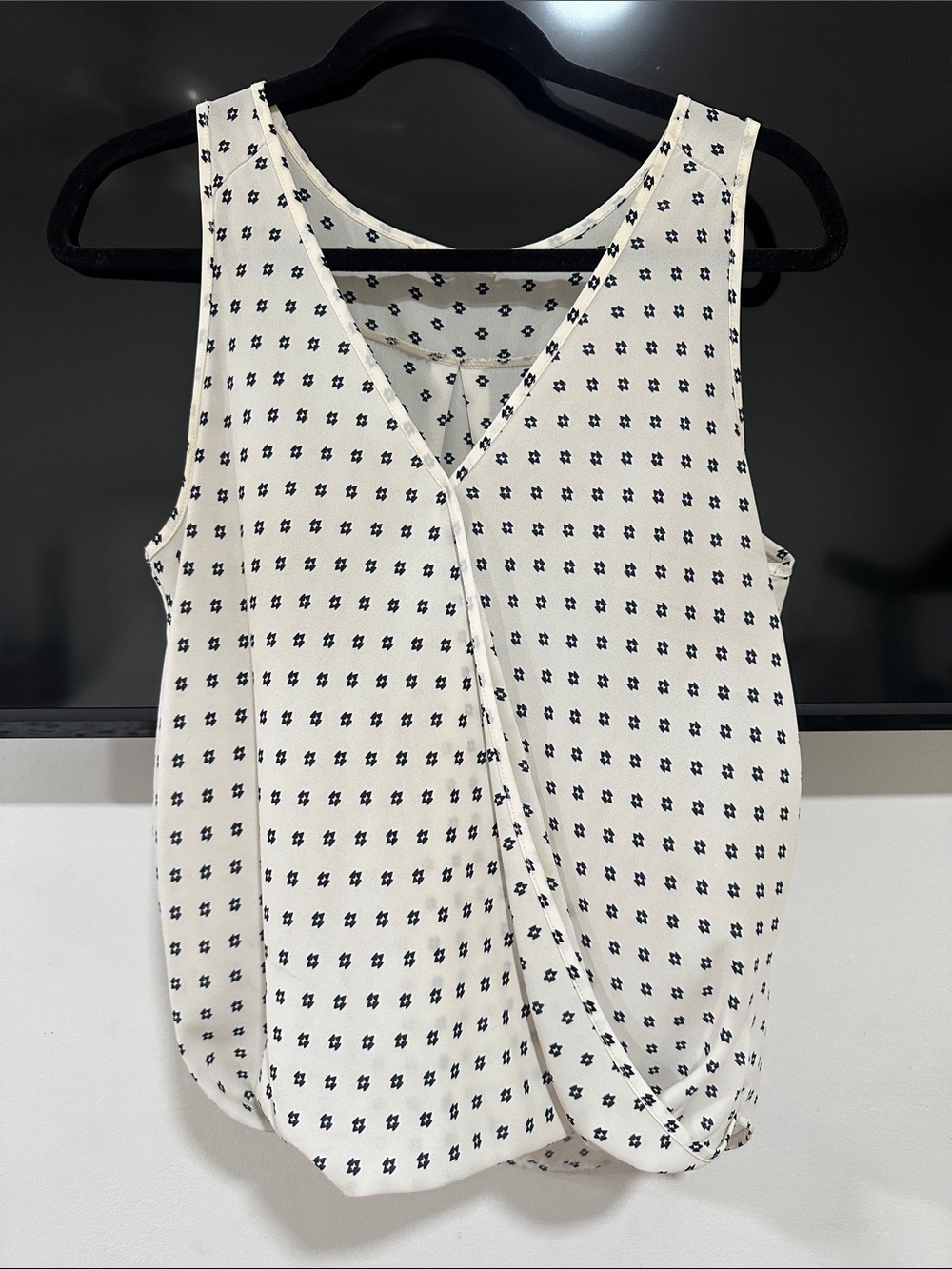 Women’s Cream Sleeveless Wrap-Front Top